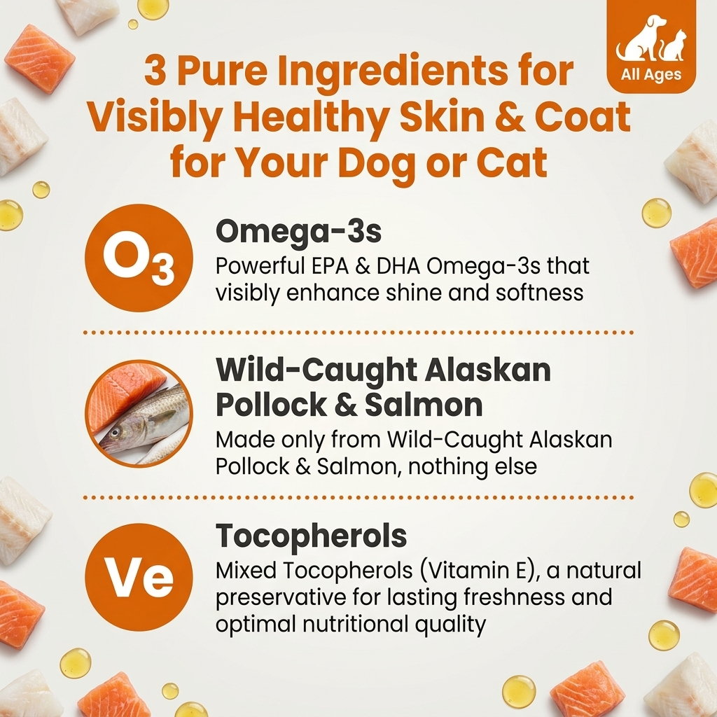 Omega Oil for Dogs & Cats — Wild Alaskan Salmon | Shiny Coat & Itch Relief
